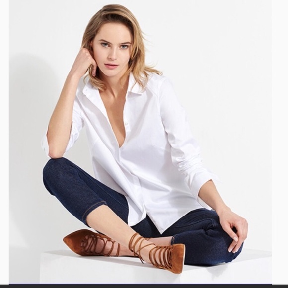 Cuyana White Poplin Pleat Button Down 
